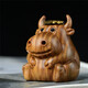 Green sandalwood carving cute calf soaring backflow aromatherapy stove ornaments living room study two nostrils smoking green