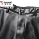 Woodpecker middle-aged leather pants men's velvet thickened loose large size windproof and waterproof motorcycle riding takeaway dad leather cotton pants 166 black leather pants 5XL