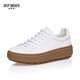 DEEP BREATH Deep Breath Women's Shoes, versatile cowhide shoes, gold-plated logo, lace-up casual shoes, AX12121 white 37