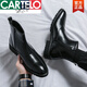卡帝乐鳄鱼（CARTELO）切尔西男靴秋冬高帮休闲皮鞋英伦风百搭男士网红时尚尖头马丁靴男 X.M841-5黑色(内增高) 44