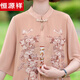 Hengyuanxiang Fat Mom Summer Cheongsam Платье летняя шифоновая юбка Большой размер 2025 Новый средний летний стиль женщин 6629 Хаки 4xl Рекомендуется 140-150JIN [Джин равен 0,5 кг]