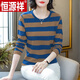 Hengyuanxiang Pure Cotton Fot Fot Fort для женской осенней одежды свободная базовая рубашка Осенняя одежда Мать среднего возраста и пожилые люди 2025 Новый топ-серый синий 655 4xl [предполагает 160 ~ 180 дюйма [Джин равняется 0,5 кг]]]]