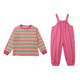 
Beautiful children's spring overalls suit 2025 new children's spring and autumn clothes striped casual baby girl Korean version two-piece set picture color 140