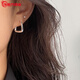 Guanpuge Fat Donglai same style pt950 platinum plain hoop earrings PT950 French square ear pierced earrings for women light luxury white platinum square earrings