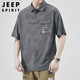 JEEP SPIRIT吉普短袖T恤男士POLO衫夏季冰丝高端上衣服潮工装半袖 灰色 XL