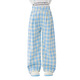 
moonkids girls wide-leg pants spring new straight-leg casual pants children's fashionable blue plaid pants 2025 spring clothes big children 15266 blue plaid + 15279 blue 110 cm