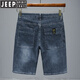 JEEP SPIRIT2024 new summer thin denim shorts men's five-point loose straight mid-pants casual versatile stretch breeches 671 blue gray 28 (2 feet 1)