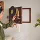 JIAYI Meter Box Decoration Painting Solid Wood Clothes Hanger Electric Switch Box Hanging Painting Blocking Switch Box Wall Hanging Entrance Painting Horizontal Style - Walnut Color