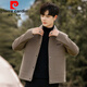 Pierre Cardin lapel double-sided velvet jacket men's woolen woolen coat short jacket men's autumn and winter British style thickened fashion dark gray without liner M (125Jin Jin is equal to less than 0.5 kg)