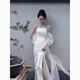 
Indulgent light wedding dress niche new style bride outfit wedding welcome tiara simple tube top evening dress temperament tube top XS