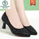 Specht Champagner Farbe Hochzeitsschuhe High Heels Frauenschuhe Lederschuhe Braut Schuhe Frühling und Herbst Neue Single -Schuhe Abendbrise Gentle Schuhe 1381 Champagner Farbheelhöhe 6cm 35