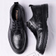 Zapatos de cuero portuleso para hombres de negocios británicos para hombres zapatos informales de negocios bajo zapatos de boda de la suela gruesa baja 9929 Negro 40