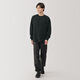 MUJI Men's UV Protection Waffle Henry Collar Long Sleeve T-Shirt Men's Bottoming Shirt Men's Spring Black XL (180/104A)