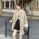 皮尔卡丹卡其色设计感蕾丝拼接风衣外套女2025春季韩系宽松显瘦中长款大衣 卡其色 常规 L （ 121-135斤）