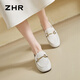 ZHR-Laibers Frauen Frühling und Herbstpendelstil Flachspanne Lederschuhe Frauen weiche Single-Schuhe Frauen AH653 Beige 40