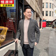 Hengyuanxiang (HYX) Houndstooth casual suit middle-aged and elderly 2025 spring thin business middle-aged men single-piece suit daddy coat Shangge gray M 170
