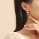 Wanlifu S925 silver French camellia earrings for women retro flower pearl earrings niche design earrings new style EY653 gold (with plastic ear plugs) 925 silver