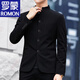 ROMON high-end brand Mao suit young people new Chinese style men's Republic of China stand collar suit jacket men's suit large size trend Mao suit black trousers 2XL 155-170Jin Jin equals 0.5 kg