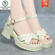 Spechtsgurt Sandalen für Frauen, Schwammkuchen dicker Sohle komfortabler und vielseitiger Sommer Neues Feenstil wasserdichtes Plattform Weiche unten Römische Frauenschuhe Hy2677 Black 35