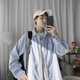 Bai Mingchen Blue und White Striped Shirt Herren neuer Herbst Longleved Trendy Shirt Hong Kong Style High-End-Freizeitpaar vielseitiger Jacke Blau L [Vorgeschlagen 110-130jin [Jin ist gleich 0,5 kg]]