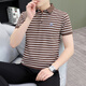 UOSO International First-Line Luxury Herren hochwertiger Streifenpolo-Pullover Revers Short Sleeve T-Shirt Herren Sommer halb Ärmel Männer Schwarz-Weiß Striped Q753 Lapel Short Sleeve m