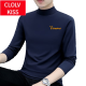 
ClolvKiss autumn and winter half-high neck base shirt men's long-sleeved T-shirt pure cotton autumn clothes versatile plus velvet simple thickened thermal underwear black YP-C6187 plus velvet M