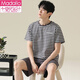 
Modal pure cotton pajamas men's 2025 summer new men's short-sleeved shorts cotton thin men's large-size home clothing set HDE-9928 L men