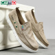 CARTELO men's shoes summer 2025 Korean version of canvas shoes men's breathable and versatile one-foot lazier casual shoes men khaki 41