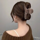 Hesiyu Plush Clip High-end Winter Hair Clip for Girls Back of Head Sand Shark Clip Hair Clip Hair Accessory Plush Dark Brown (11CM)
