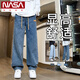 NASA XVVX牛仔裤男款直筒宽松春秋季潮牌休闲长裤子男帅气百搭青少年阔腿裤 838黑灰 L (约110~130斤可穿)