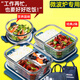 Beijing Glass Lunchbox Mikrowellenheizung Spezialschale mit Reis Lunchbox Set Büroangestellte Trennung Isolierung Bento Box Studenten höher Stil Blau Long 3 geteiltes Tabellengeschirr Set 1050 ml