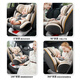 Baybetss pour la sécurité pour enfants Car 0-4-12 ans bébé, bébé à 360 degrés Porte-poussette Isofix Beige Grey [Sunshade + STRAPE PULL-UP + Protection latérale]