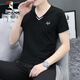 Woodpecker (TUCANO) short-sleeved T-shirt for men in summer solid color double V-neck pure cotton fashion Korean version solid color simple POLO half-sleeved popular base shirt pink 659 models 2XL