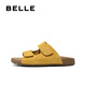 百丽（Belle）吐司拖1代升级款休闲勃肯鞋女25夏季新商场款魔术贴拖鞋D5Y1DBT5 黄色 （1代升级版） 36 (230mm)