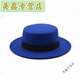Lanlingfang rétro British Style Black Ribbon Plat Top Hat Hepburn Gentleman Jazz Hat Flat Brim Woolen Wide Brim Men and Women Hat Hat Top Flat Grey