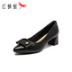
Red Dragonfly Leap Moon Shoes High Heels 25 Spring Thick Heels Women's Shoes Pointed toe Workplace Small Leather Shoes Single Shoes WLB15124 Black 40