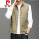 
Pierre cardin spring and autumn new thin vest men's casual vest outdoor work vest middle-aged horse clip jacket needle 686 black XL