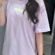 Nike (Nike) reines Baumwollkurzärärmel-Frauen-Englischbrief, das runde Hals druckt, Lose T-Shirt Violet Girls Casual Top-Hälfte HF6180-517/Brave Geständnis/BOLD LOVE L/165/88A