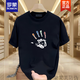 罗蒙（ROMON）港风印花短袖t恤男夏季潮流男士体恤衫白色纯棉宽松潮牌流行上衣 白色【前左后大图K5021 四色手掌 S 建议90-100斤