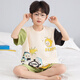 Taiyi Real Boy Pyjamas Sommer kurzärmelig mittelgroße Kinder-Kinder-Jugendliche 2025 neue Baumwollkleidung für Kinder [100% reine Baumwolle] YM-695 Huanglong 140 [16 Größen] Empfohlene Höhe 133-143 cm