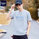 
TEEK pure cotton short-sleeved T-shirt for boys casual versatile clothes Student fashion printed top 2025 summer trendy men's clothing HS1301 flower gray M