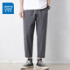 
JEANSWEST casual pants for men's spring and summer thin new loose nine-point straight harem pants versatile work nine-point trousers FR-9904 deep khaki XL
