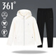 361-Grad-Frauen-Sportjacke Windbreaker Set Short Laded Top Straight Hosen zweiteiler 2025 Herbst neuer Stil Pudding Gelb + Superschwarz (zweiteiliger Set) S 160