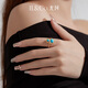 IL&CO Youke S925 Silver Small Gourd Natural Turquoise Necklace Women's National Style Jewelry Birthday Valentine's Day Gift S925 Silver Turquoise Ring