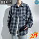 
JEEP SPIRIT Loose and Handsome Long Sleeve Shirt Plaid 2025 Spring and Autumn Men's Student Casual Jacket Retro American Work Shirt K12109 Blue XL