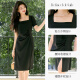 She enjoys a short-sleeved dress with a woman's neck temperament and a versatile little black dress in summer high-waisted slim dress T52Q010
