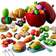 Wanli [17.000 Stücke in 30 Tagen] Kinderfrüchte und zähes Obst und Gemüsespielzeug können von Schmutz gebissen werden. Obst- und Gemüse -Burger sind 38 Stücke gesetzt [können geschält und in Scheiben geschnitten werden]