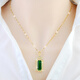 Youshu necklace for women 925 sterling silver plated 18k gold emerald zircon pendant temperament luxury silver jewelry gift for girlfriend gold green zircon necklace