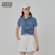 Teenie Weenie小熊POLO衫女2025年夏新款刺绣时尚舒适花纱刺绣短袖T恤女 浅蓝色 L