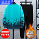 Lanpinge Frühlings- und Herbststil Junior High School und High School College-Schüler Chinesischer Stil Sweatshirt Sport Casual Anzug Jungen und Teenager Trendy Clows Blue (zweiteiliger Set) HX683-K556 L (Empfohlene Höhe 160-165 cm)